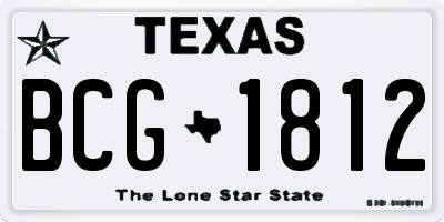 TX license plate BCG1812