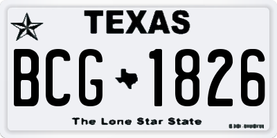 TX license plate BCG1826