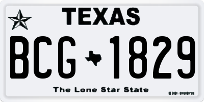 TX license plate BCG1829