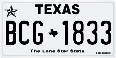 TX license plate BCG1833