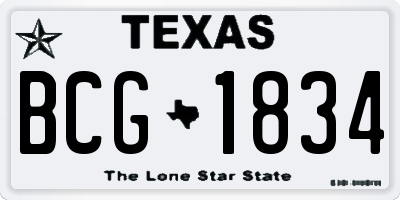 TX license plate BCG1834
