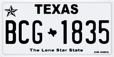 TX license plate BCG1835