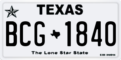 TX license plate BCG1840
