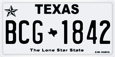 TX license plate BCG1842