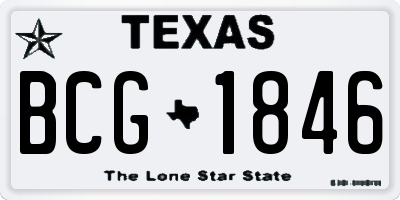 TX license plate BCG1846