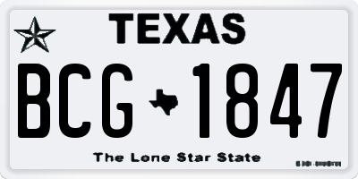 TX license plate BCG1847