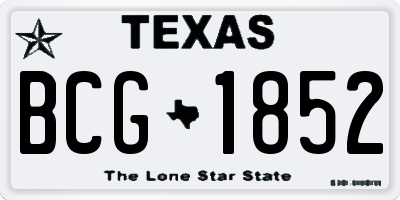 TX license plate BCG1852