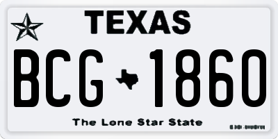 TX license plate BCG1860
