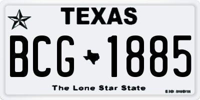TX license plate BCG1885