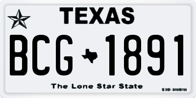 TX license plate BCG1891