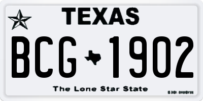 TX license plate BCG1902