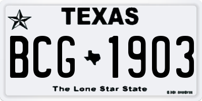 TX license plate BCG1903