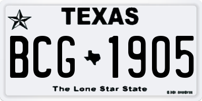 TX license plate BCG1905