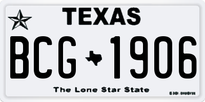 TX license plate BCG1906