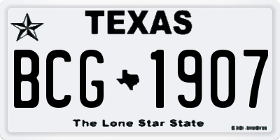 TX license plate BCG1907