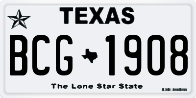 TX license plate BCG1908