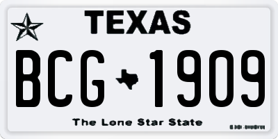 TX license plate BCG1909