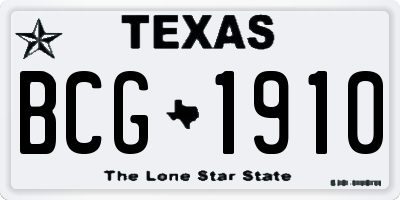TX license plate BCG1910