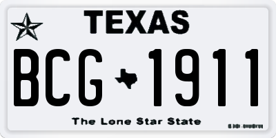 TX license plate BCG1911
