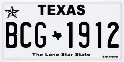 TX license plate BCG1912