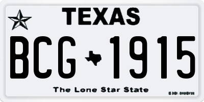 TX license plate BCG1915