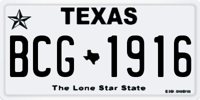 TX license plate BCG1916