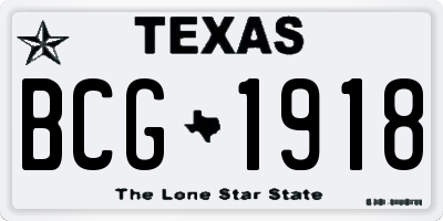 TX license plate BCG1918