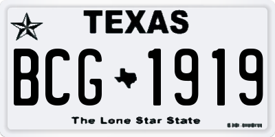 TX license plate BCG1919
