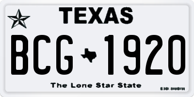 TX license plate BCG1920