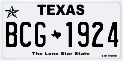 TX license plate BCG1924