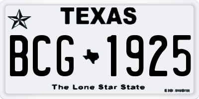 TX license plate BCG1925