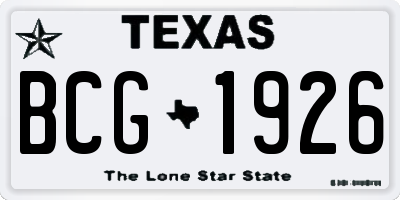 TX license plate BCG1926