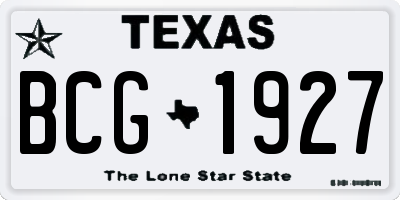 TX license plate BCG1927