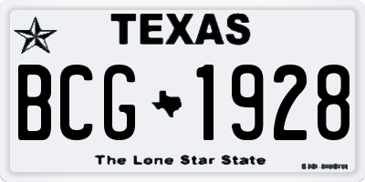 TX license plate BCG1928