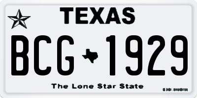 TX license plate BCG1929