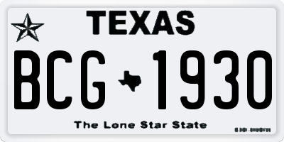 TX license plate BCG1930