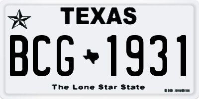 TX license plate BCG1931