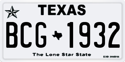 TX license plate BCG1932