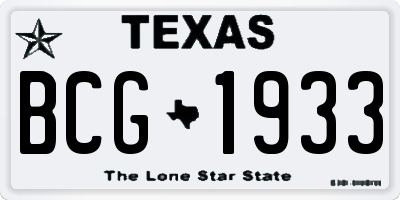 TX license plate BCG1933