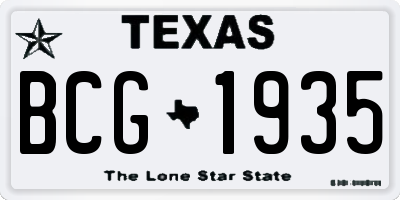 TX license plate BCG1935