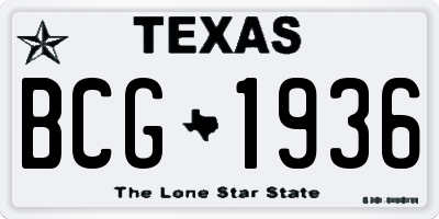 TX license plate BCG1936