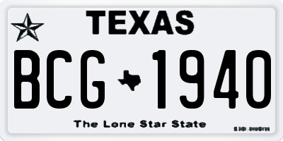 TX license plate BCG1940