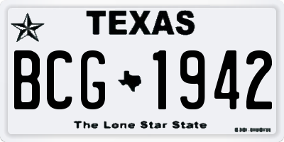 TX license plate BCG1942