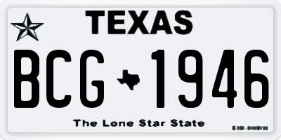 TX license plate BCG1946