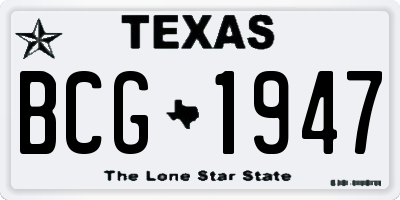 TX license plate BCG1947