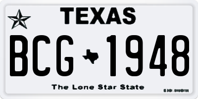TX license plate BCG1948