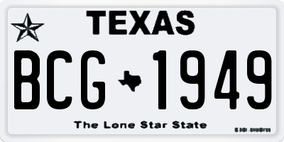 TX license plate BCG1949