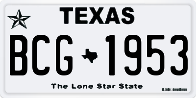 TX license plate BCG1953