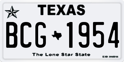 TX license plate BCG1954