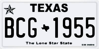 TX license plate BCG1955